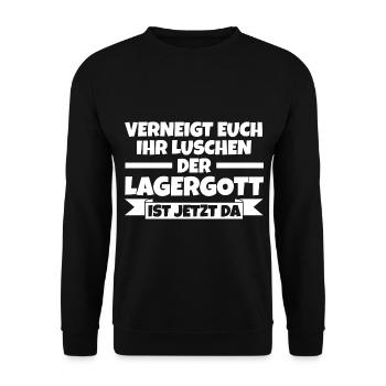 Gabelstapler Staplerfahrer Logistiker Lagerist Lag - Unisex Pullover - Schwarz - Vorne - Alina (178cm) & Michal (187cm)