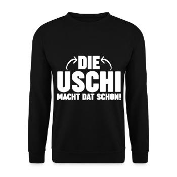 Die Uschi Macht Dat Schon - Unisex Pullover - Schwarz - Vorne - Alina (178cm) & Michal (187cm)