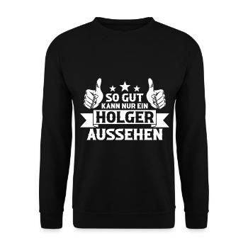 Holger - Unisex Pullover - Schwarz - Vorne - Alina (178cm) & Michal (187cm)