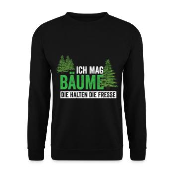 Ich mag Bäume die halten die Fresse - Unisex Pullover - Schwarz - Vorne - Alina (178cm) & Michal (187cm)