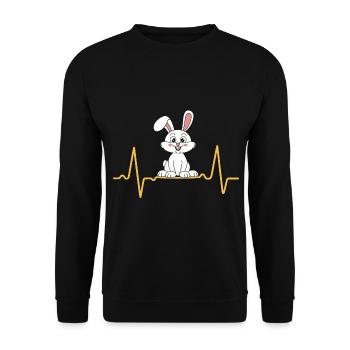 Rabbit Heartbeat Love Eared Bunny - Unisex Sweatshirt - black - Front - Alina (178cm) & Michal (187cm)