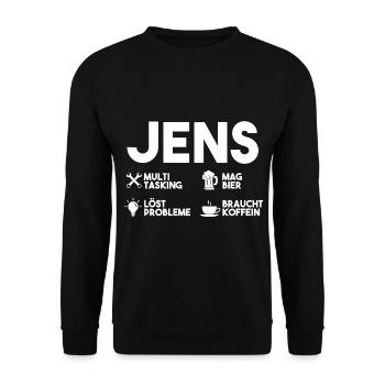 Jens - Unisex Pullover - Schwarz - Vorne - Alina (178cm) & Michal (187cm)