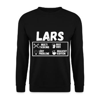 Lars - Unisex Pullover - Schwarz - Vorne - Alina (178cm) & Michal (187cm)