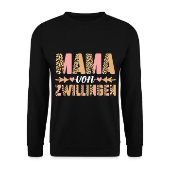Mutter Mama von Zwillingen Zwillingsmama - Unisex Pullover - Schwarz - Vorne - Alina (178cm) & Michal (187cm)