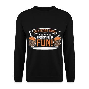 Coin Collector Numismatics Coin Collecting Coin Collection - Unisex Sweatshirt - black - Front - Alina (178cm) & Michal (187cm)