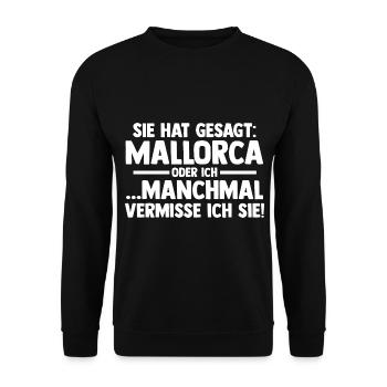 Party Urlaub Mallorca - Unisex Pullover - Schwarz - Vorne - Alina (178cm) & Michal (187cm)