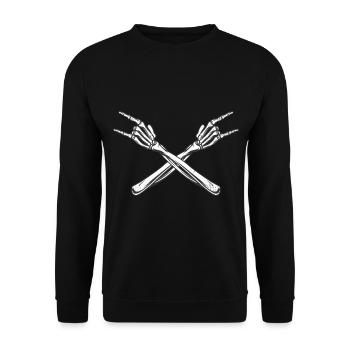 Costume de signe de main de diable en métal rock main squelette - Sweat-shirt Unisexe - noir - Devant - Alina (178cm) & Michal (187cm)