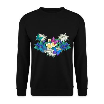 Early Spring Season Flowers Butterflies - Unisex Sweatshirt - black - Front - Alina (178cm) & Michal (187cm)
