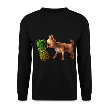 Chihuahua mit Ananas - Unisex Pullover - Schwarz - Vorne - Alina (178cm) & Michal (187cm)