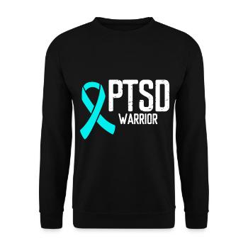 PTSD Awareness Veteran Teal Ribbon Stress Warrior - Unisex Pullover - Schwarz - Vorne - Alina (178cm) & Michal (187cm)