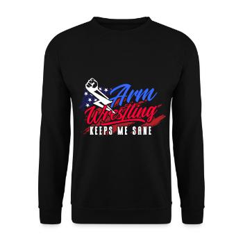 Le bras de fer me garde dans l’ le bras de fer - Sweat-shirt Unisexe - noir - Devant - Alina (178cm) & Michal (187cm)