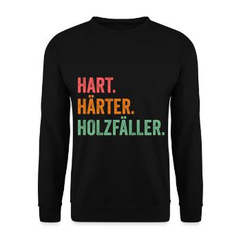Waldarbeiter Förster Waldarbeit Holzfäller - Unisex Pullover - Schwarz - Vorne - Alina (178cm) & Michal (187cm)