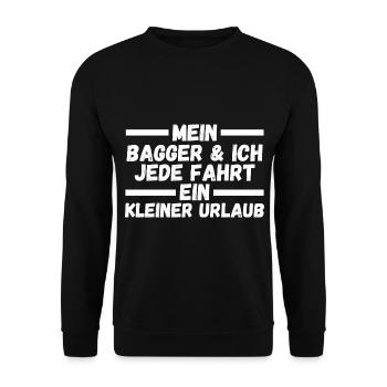 Baggerfahrer Maschinenführer Tiefbauer Bagger - Unisex Pullover - Schwarz - Vorne - Alina (178cm) & Michal (187cm)