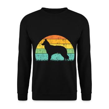 Belgian Groenendael Vintage Retro - Unisex Sweatshirt - black - Front - Alina (178cm) & Michal (187cm)