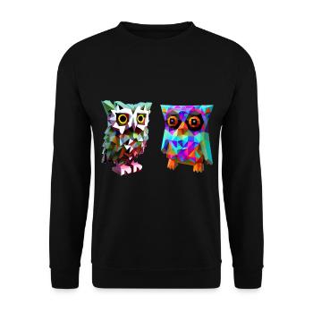 Hiboux polygonaux - Sweat-shirt Unisexe - noir - Devant - Alina (178cm) & Michal (187cm)