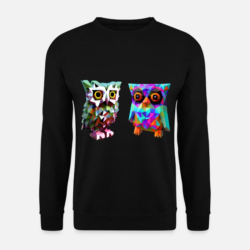 Polygon Eulen - Unisex Pullover - Schwarz