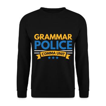Grammar Police Comma Unit English Teacher Sc - Unisex Sweatshirt - black - Front - Alina (178cm) & Michal (187cm)