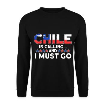 Chile calls Chile Souvenir - Unisex Sweatshirt - black - Front - Alina (178cm) & Michal (187cm)