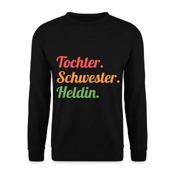 Geschwister Familie Schwestern Schwester - Unisex Pullover - Schwarz - Vorne - Alina (178cm) & Michal (187cm)