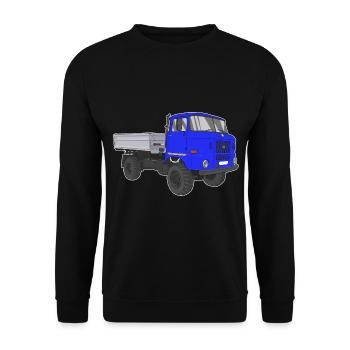 W50 LKW NVA Baustellen W50 DDR - Unisex Pullover - Schwarz - Vorne - Alina (178cm) & Michal (187cm)