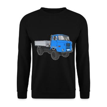 W50 LKW NVA Baustellen W50 DDR - Unisex Pullover - Schwarz - Vorne - Alina (178cm) & Michal (187cm)