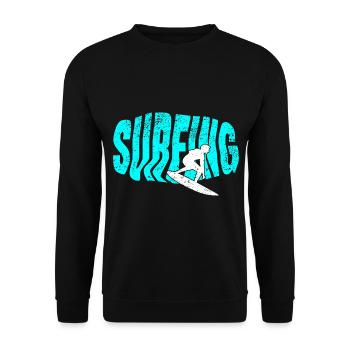 Wellenreiten Surfen Surfing Surfbrett Surfer Board - Unisex Pullover - Schwarz - Vorne - Alina (178cm) & Michal (187cm)