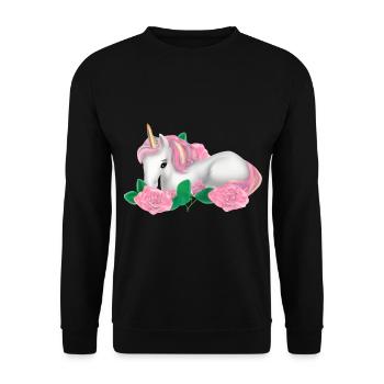 Licorne dans les roses - Sweat-shirt Unisexe - noir - Devant - Alina (178cm) & Michal (187cm)