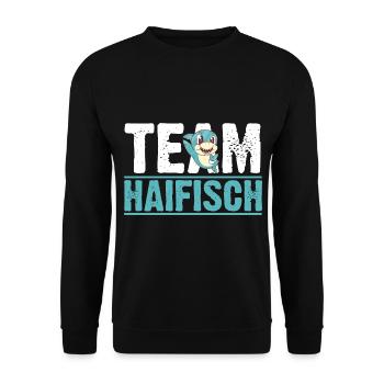 Fische Haifisch - Unisex Pullover - Schwarz - Vorne - Alina (178cm) & Michal (187cm)