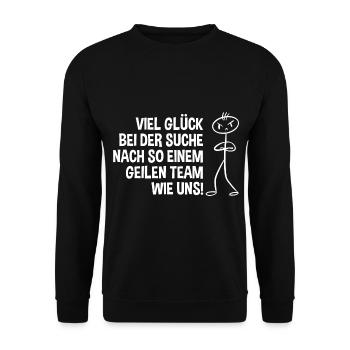 Jobwechsel Arbeit Büro Kollegen Abschiedsgeschenk - Unisex Pullover - Schwarz - Vorne - Alina (178cm) & Michal (187cm)