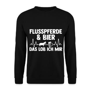 Nilpferd Flusspferd - Unisex Pullover - Schwarz - Vorne - Alina (178cm) & Michal (187cm)