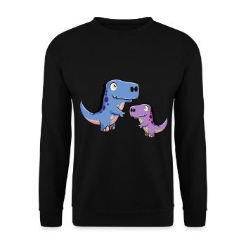 Dinosaurus Dino Uhrzeit Steinzeit Kinder Baby Kind - Unisex Pullover - Schwarz - Vorne - Alina (178cm) & Michal (187cm)