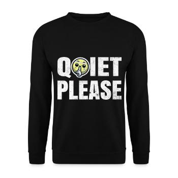 Cooles Tennis Shirt mit Quiet Please - Unisex Pullover - Schwarz - Vorne - Alina (178cm) & Michal (187cm)