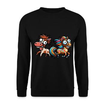 Crazy Horses Cheval Cheval Enfants - Sweat-shirt Unisexe - noir - Devant - Alina (178cm) & Michal (187cm)