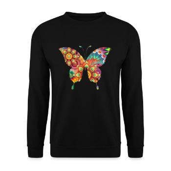 Fleurs papillon - Sweat-shirt Unisexe - noir - Devant - Alina (178cm) & Michal (187cm)