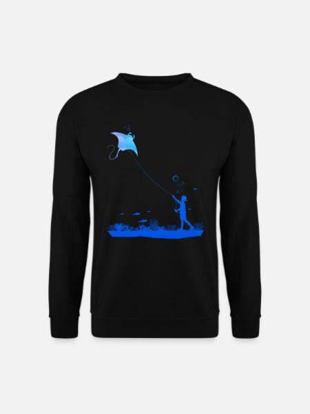 Rochen Unterwasser Drachenfliegen Taucher Geschenk - Unisex Pullover - Schwarz