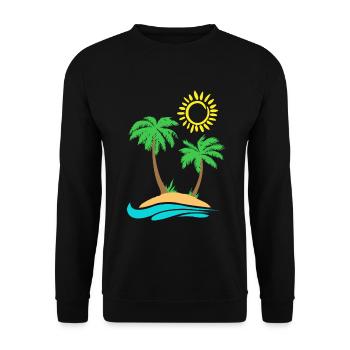 Small Island Gift Holiday Trip Palm Beach - Unisex Sweatshirt - black - Front - Alina (178cm) & Michal (187cm)