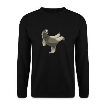 Karate Faultier design für Kampfsportler und - Unisex Pullover - Schwarz - Vorne - Alina (178cm) & Michal (187cm)