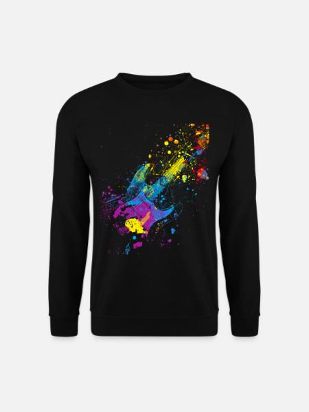Bunte Gitarre Musiker Geschenkidee für Gitarristen - Unisex Pullover - Schwarz
