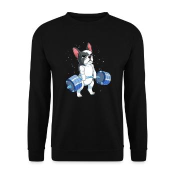 Bulldog français de remise en forme musculaire - Sweat-shirt Unisexe - noir - Devant - Alina (178cm) & Michal (187cm)