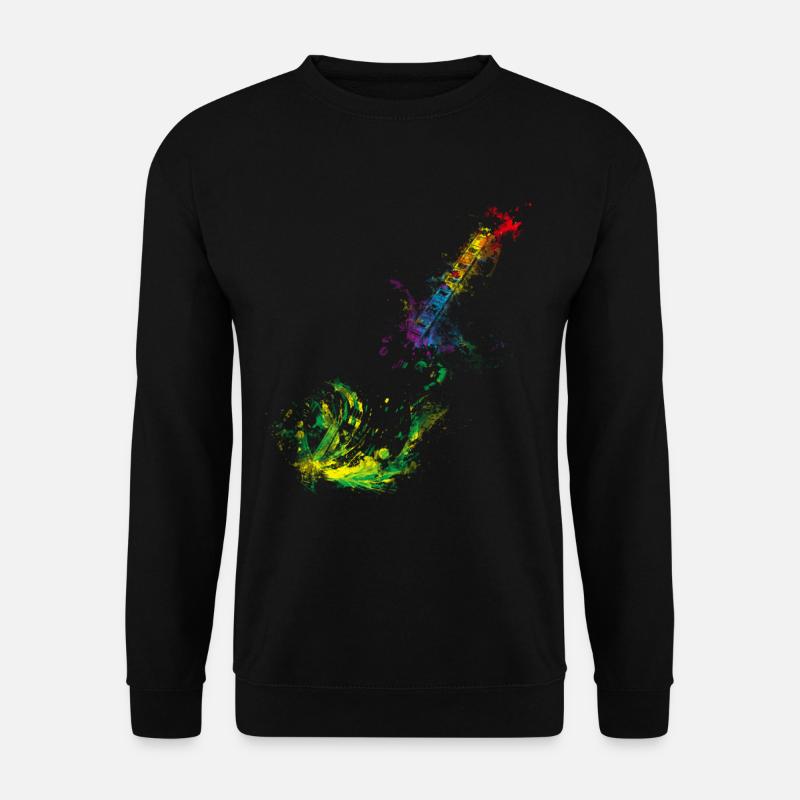 Bunte Gitarre Musiker Geschenkidee für Gitarristen - Unisex Pullover - Schwarz