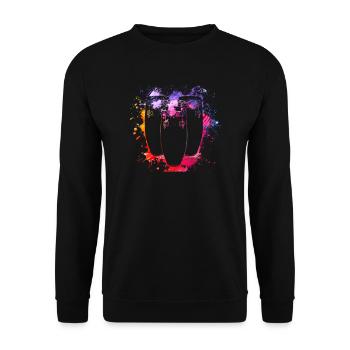 Conga Drums Trommel Schlagzeug Drummer Geschenke - Unisex Pullover - Schwarz - Vorne - Alina (178cm) & Michal (187cm)