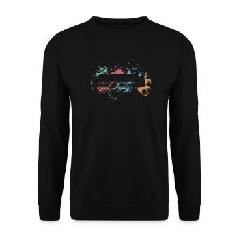 Retro Splash Mundharmonika Harmonika - Unisex Pullover - Schwarz - Vorne - Alina (178cm) & Michal (187cm)