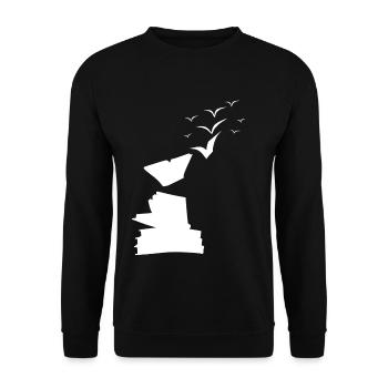 Bücher zu Vögel - Unisex Pullover - Schwarz - Vorne - Alina (178cm) & Michal (187cm)