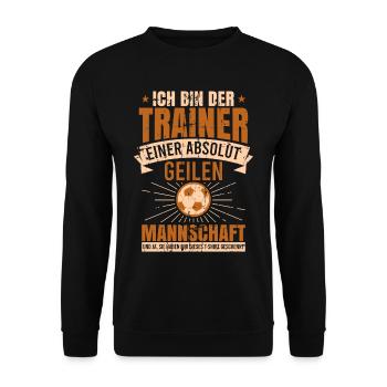 Ich bin der Trainer einer geilen Mannschaft Sport - Unisex Pullover - Schwarz - Vorne - Alina (178cm) & Michal (187cm)