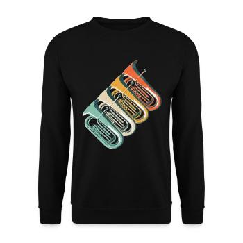 Retro Tuba Player Vintage Gift Idea - Unisex Sweatshirt - black - Front - Alina (178cm) & Michal (187cm)