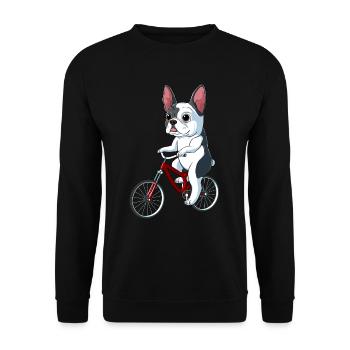 French Bulldog on a Bicycle - Unisex Sweatshirt - black - Front - Alina (178cm) & Michal (187cm)