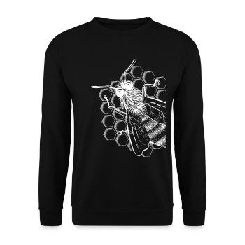 Imker Bienen Geschenk Honig Motiv - Unisex Pullover - Schwarz - Vorne - Alina (178cm) & Michal (187cm)