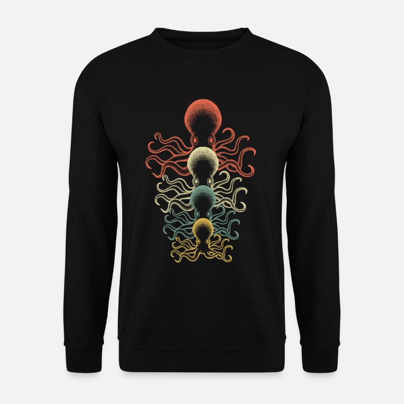 Retro Kraken Tintenfisch Oktopus Taucher Geschenk - Unisex Pullover - Schwarz
