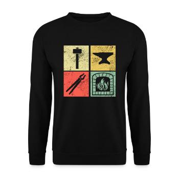 Hufschmied Schmied Geschenk - Unisex Pullover - Schwarz - Vorne - Alina (178cm) & Michal (187cm)