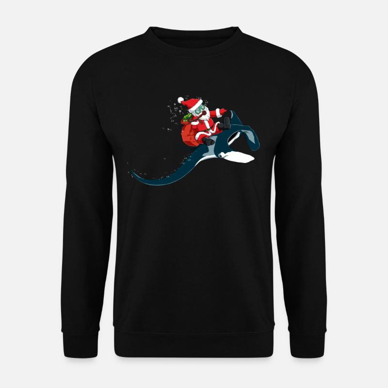 Santa reitet Rochen um Geschenke auszuliefern - Unisex Pullover - Schwarz